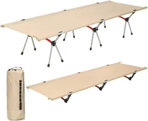 Folding Camping Cot Outdoor Camping Bed Khaki for Hiking Backpacking Car Beach Dual Usages