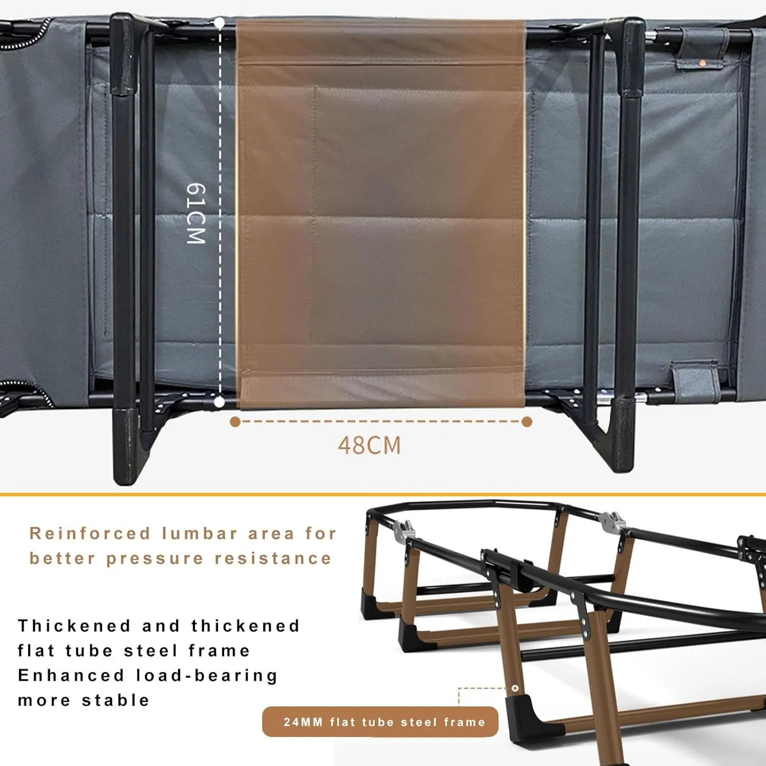 Folding Camping Cot with High Resilience Foam Pillow, Folding Bed, Sleeping Cots with Reinforced Lumbar, Heavy Duty Guest Bed for Adults Home Office Nap Vocation Outdoor