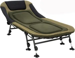Folding Camping Cot with Mattress for Adults Carry Bag 180° Adjustable Reclining Outdoor Lounger