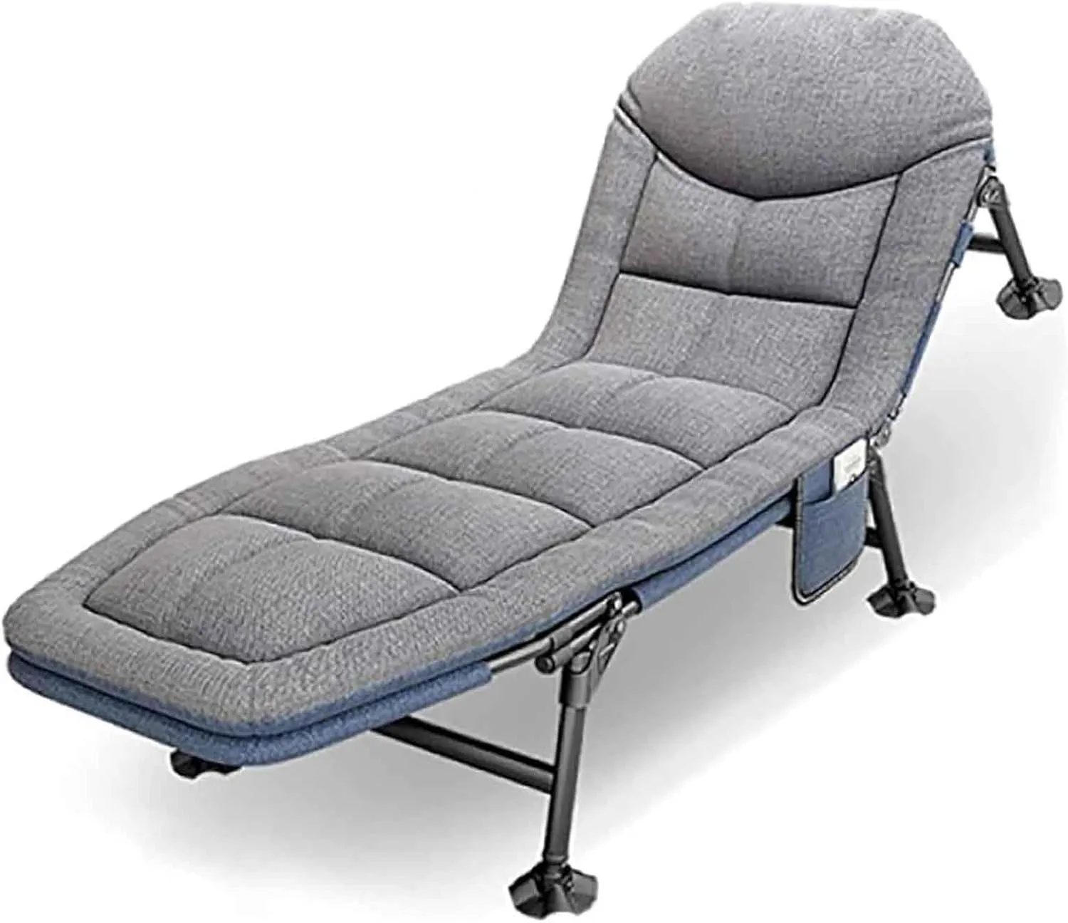 Folding Camping Cot w/Mattress 5 Position Adjustable Portable Sleeping Bed Extra Wide Heavy Duty Camp Bed for Adults in Travel Outdoor Office Indoor Fishing