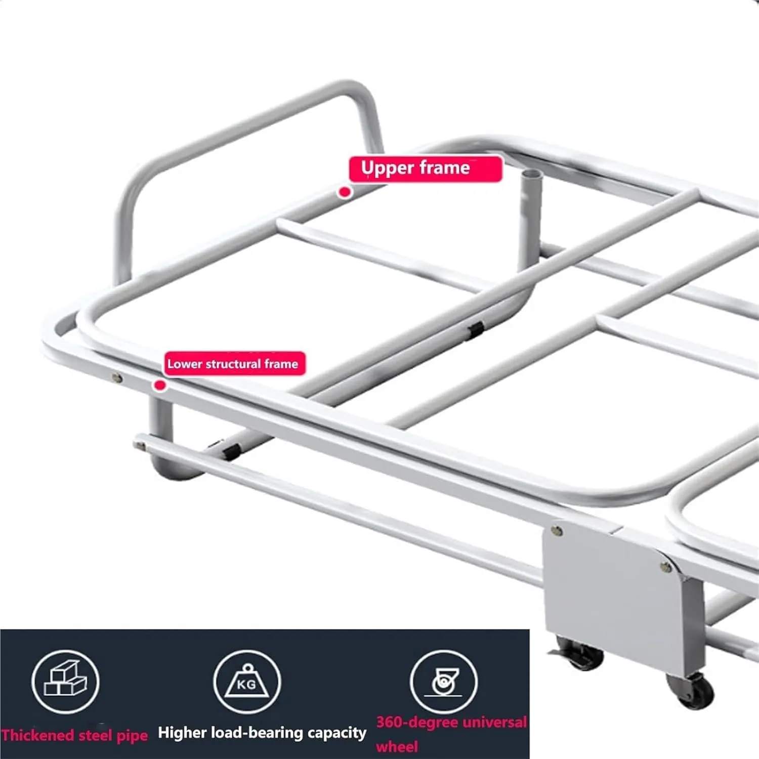 Folding Camping Cot,Camping Cot for Adults, Adjustable 5 Position Portable Foldable Guest Bed with Wheels Easy Storage and Move(Blue,188 * 110 * 28cm)