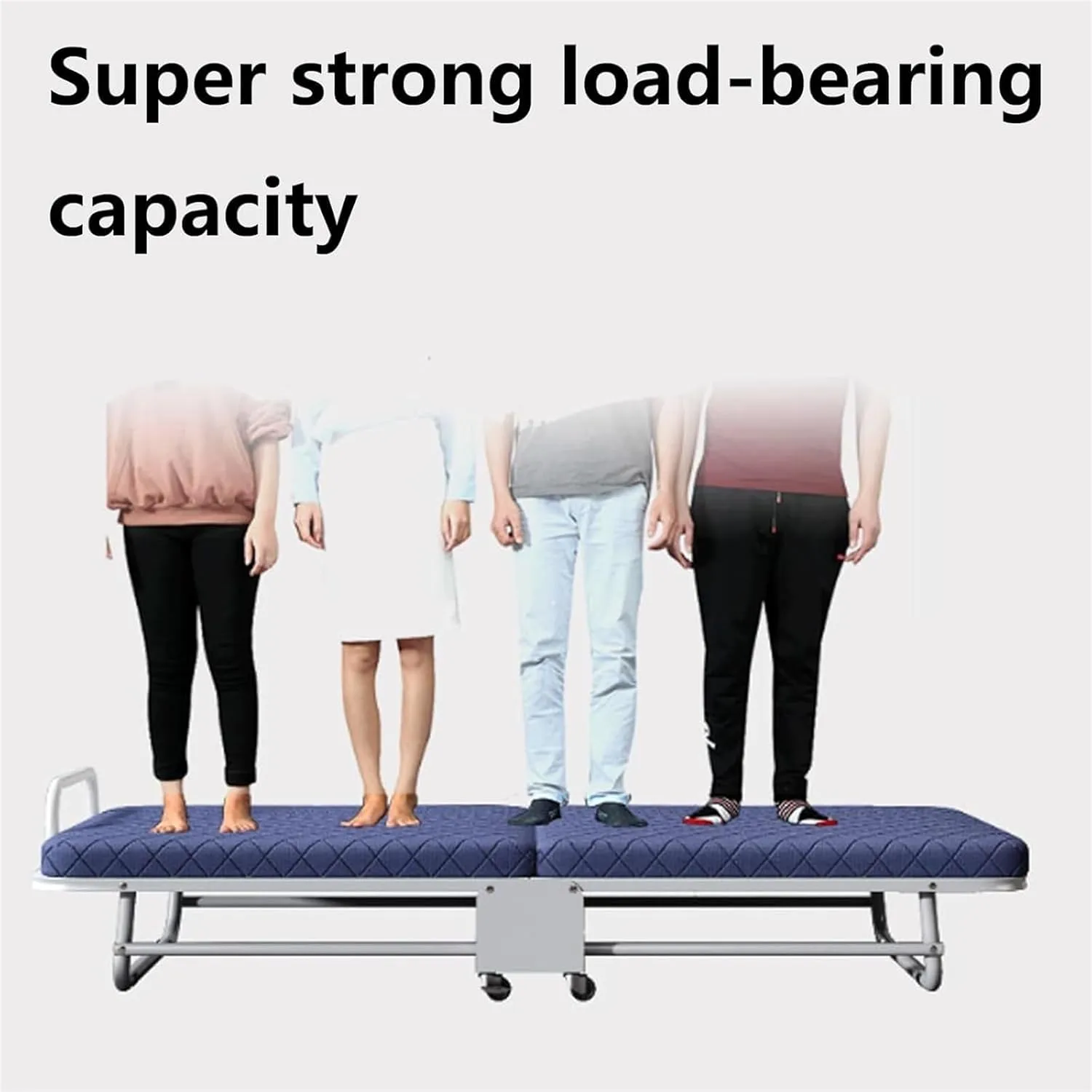 Folding Camping Cot,Camping Cot for Adults, Adjustable 5 Position Portable Foldable Guest Bed with Wheels Easy Storage and Move(Blue,188 * 110 * 28cm)