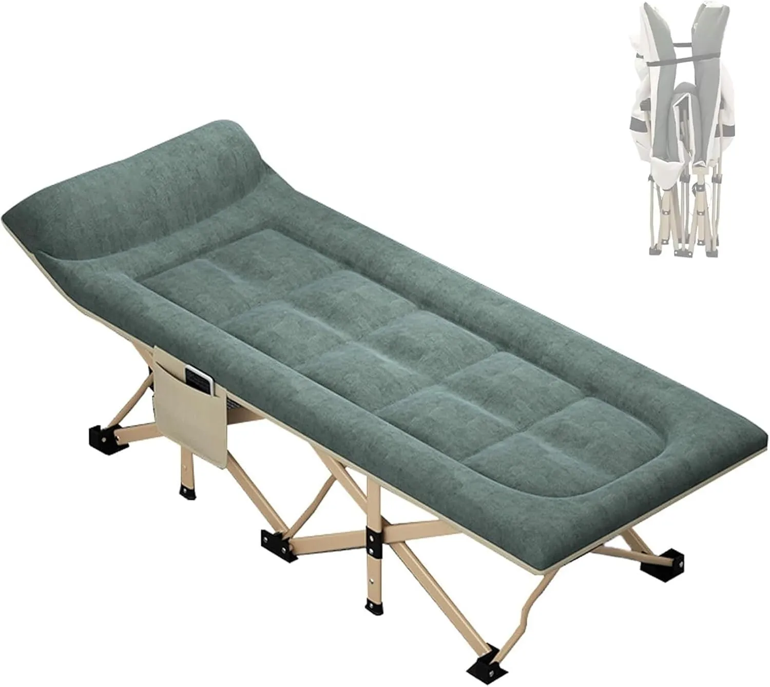 Folding Camping Cot,Camping Cot for Adults, Foldable Bed with Pillow Skin-Friendly and Breathable Fabric Comfortable Roll Away Beds for Adults Outdoor Indoor