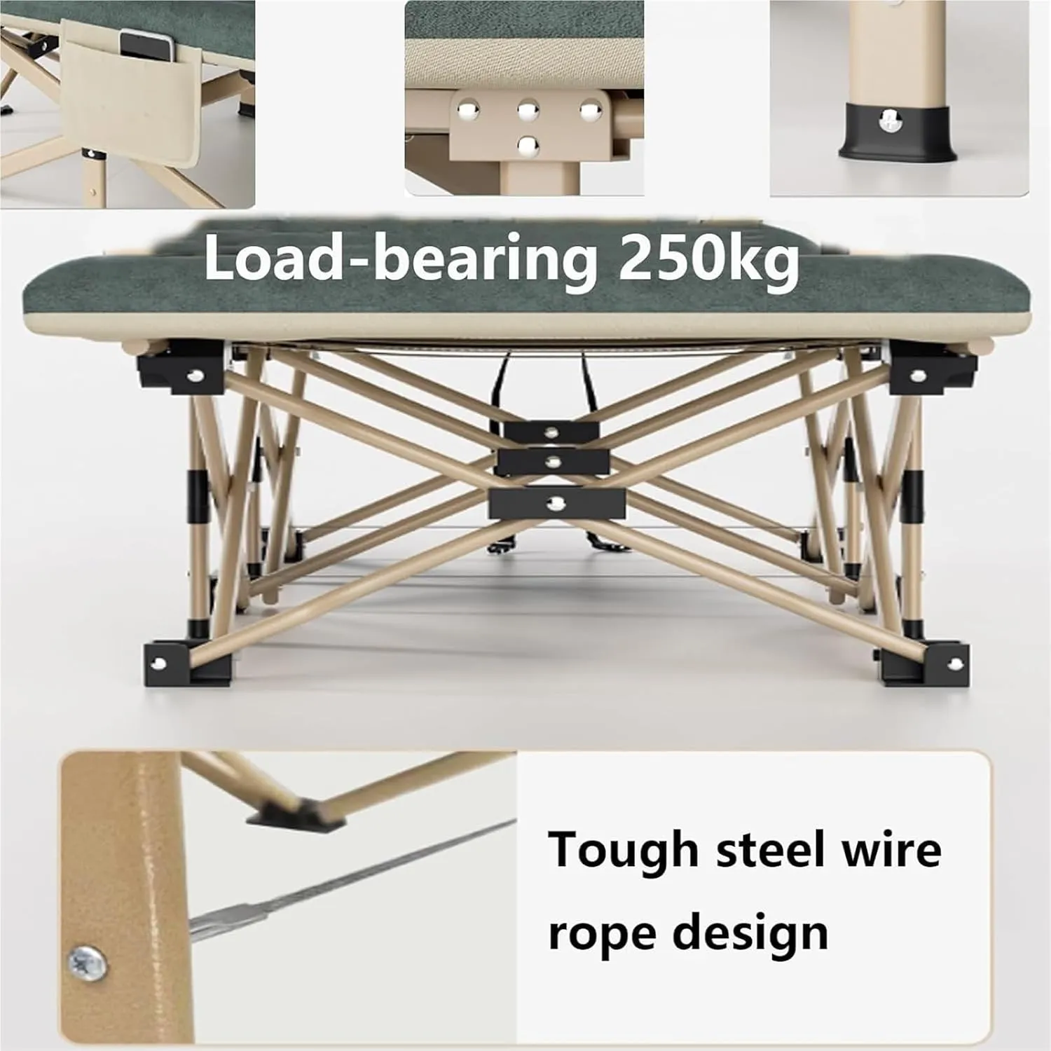 Folding Camping Cot,Camping Cot for Adults, Foldable Bed with Pillow Skin-Friendly and Breathable Fabric Comfortable Roll Away Beds for Adults Outdoor Indoor