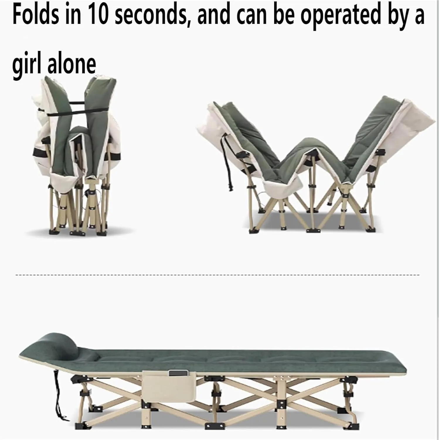 Folding Camping Cot,Camping Cot for Adults, Foldable Bed with Pillow Skin-Friendly and Breathable Fabric Comfortable Roll Away Beds for Adults Outdoor Indoor