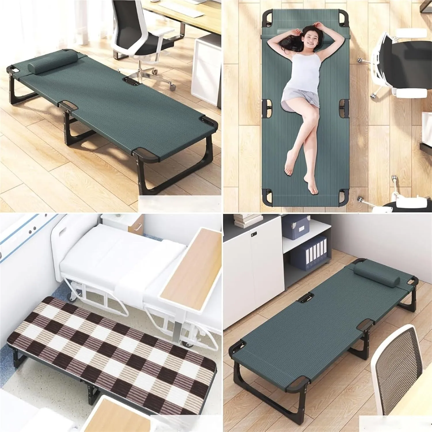 Folding Camping Cot,Camping Cot for Adults, Foldable Cot with Pillow Heavy Duty Cot Bed 440 Lbs 65cm Extra Wide Cots for Camping Bedroom Pool Patio