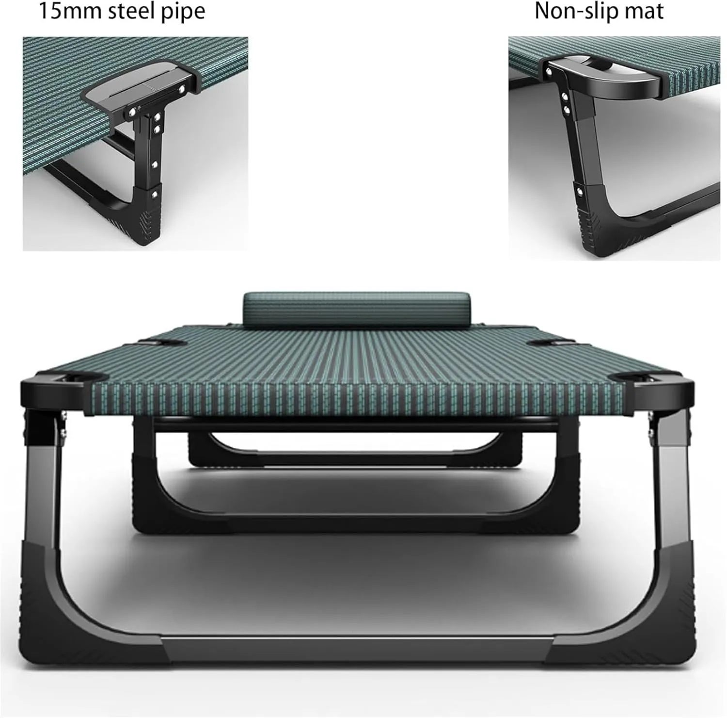 Folding Camping Cot,Camping Cot for Adults, Foldable Cot with Pillow Heavy Duty Cot Bed 440 Lbs 65cm Extra Wide Cots for Camping Bedroom Pool Patio