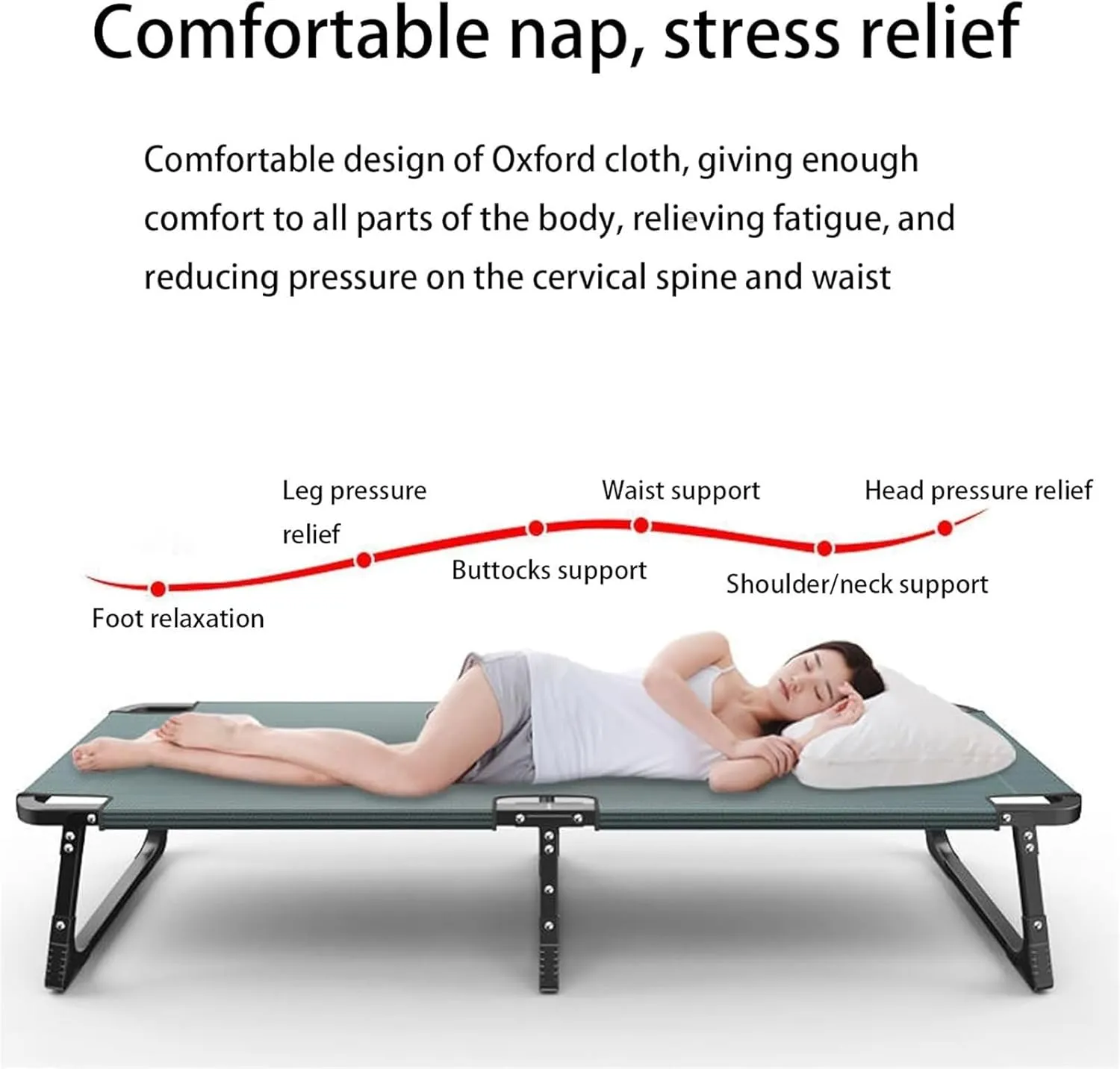 Folding Camping Cot,Camping Cot for Adults, Foldable Cot with Pillow Heavy Duty Cot Bed 440 Lbs 65cm Extra Wide Cots for Camping Bedroom Pool Patio