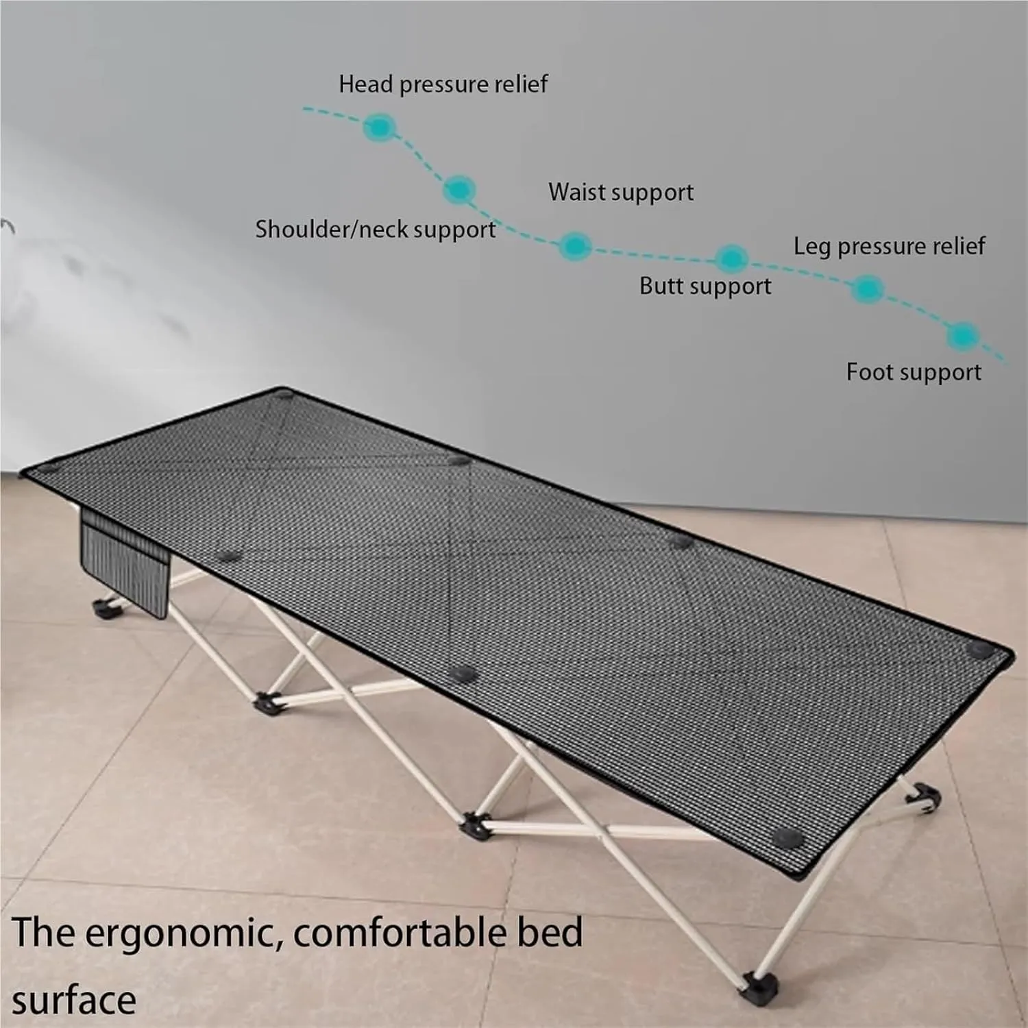 Folding Camping Cot,Camping Cot for Adults, Heavy Duty Comfortable Sleeping Cots Sturdy Portable Rollaway Bed for Outdoor Travel Indoor Office - Load Capacity 150kg