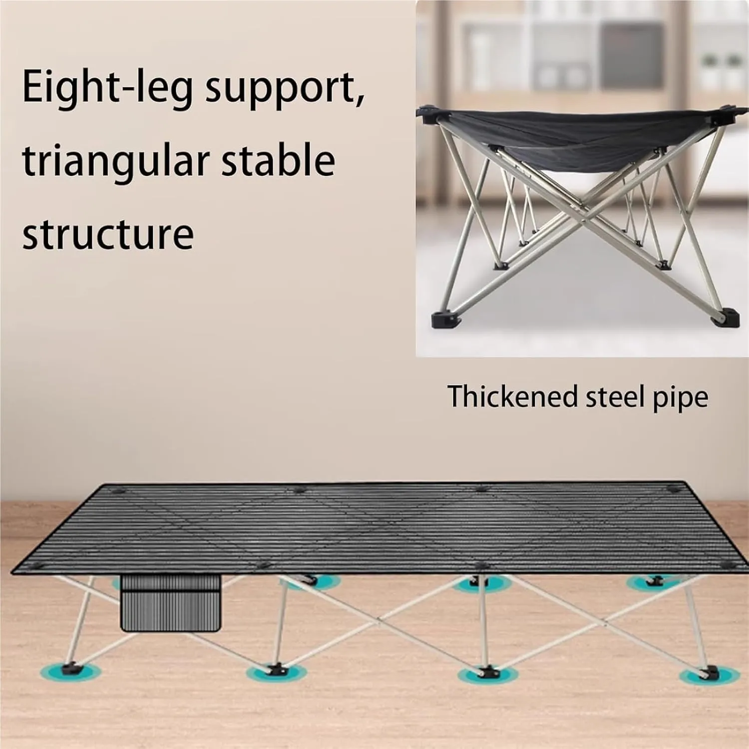 Folding Camping Cot,Camping Cot for Adults, Heavy Duty Comfortable Sleeping Cots Sturdy Portable Rollaway Bed for Outdoor Travel Indoor Office - Load Capacity 150kg