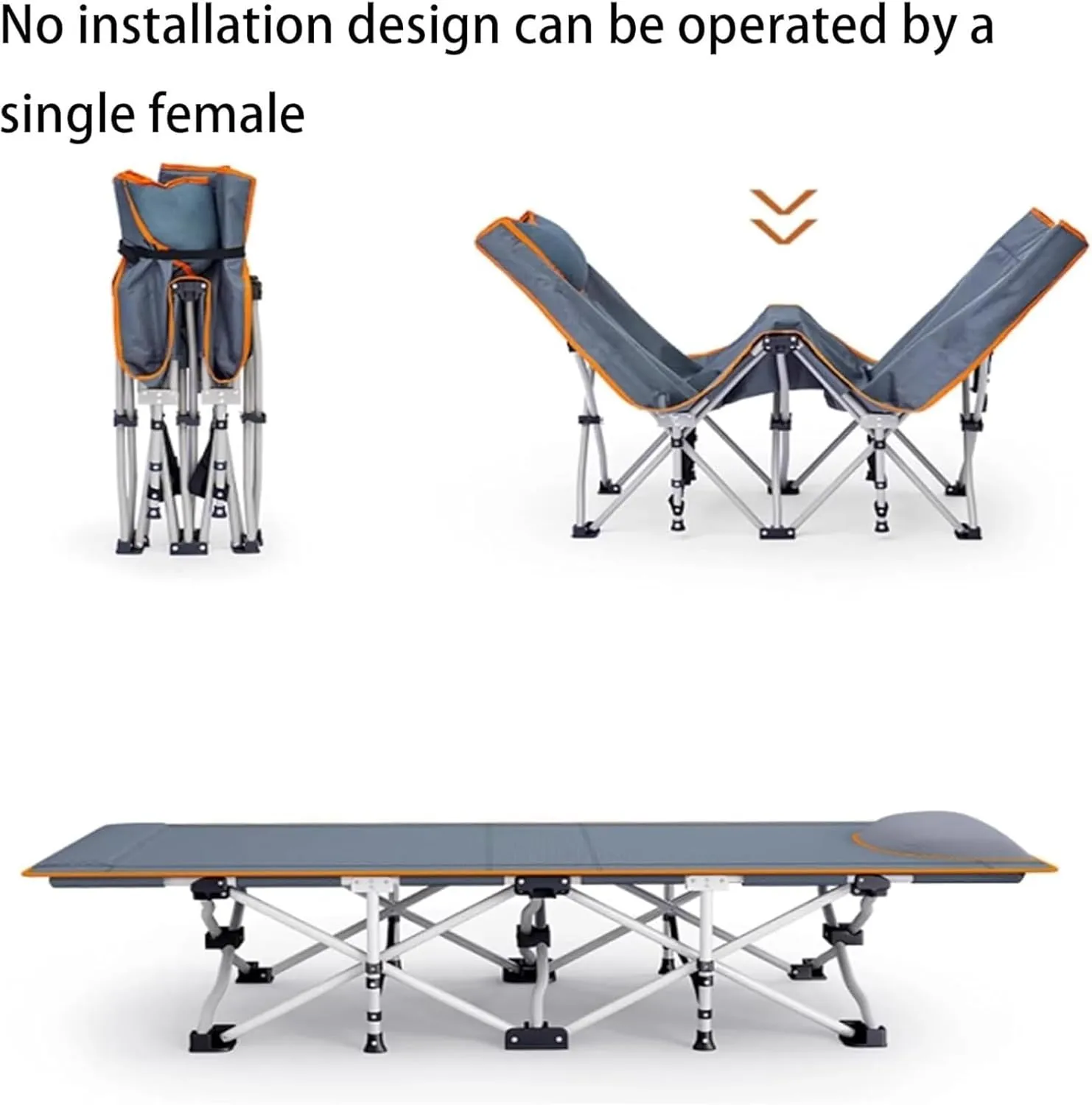 Folding Camping Cot,Camping Cot for Adults, with Metal Steel Frame 100KG Capacity Heavy Duty Sturdy Single Sleeping Cot for Travel Beach Hiking Office