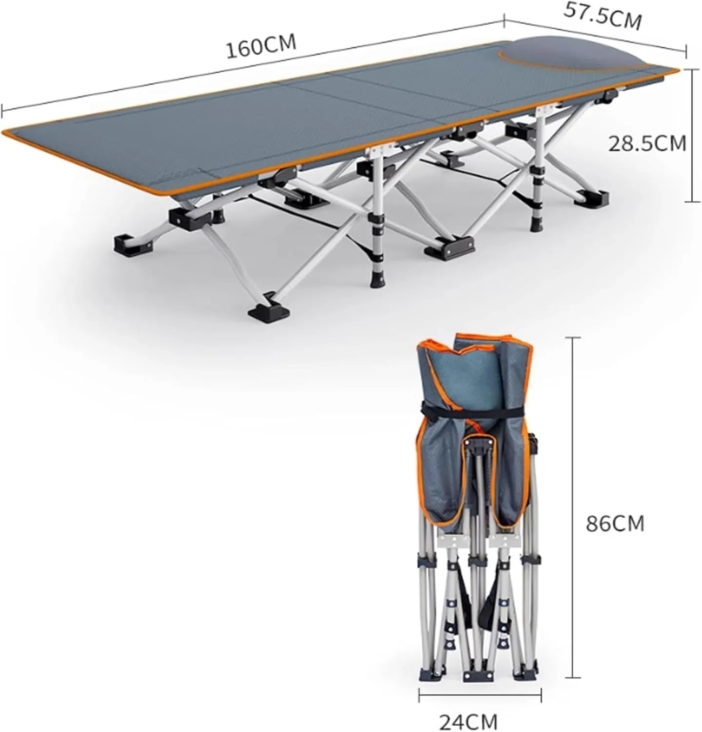 Folding Camping Cot,Camping Cot for Adults, with Metal Steel Frame 100KG Capacity Heavy Duty Sturdy Single Sleeping Cot for Travel Beach Hiking Office