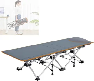 Folding Camping Cot,Camping Cot for Adults, with Metal Steel Frame 100KG Capacity Heavy Duty Sturdy Single Sleeping Cot for Travel Beach Hiking Office