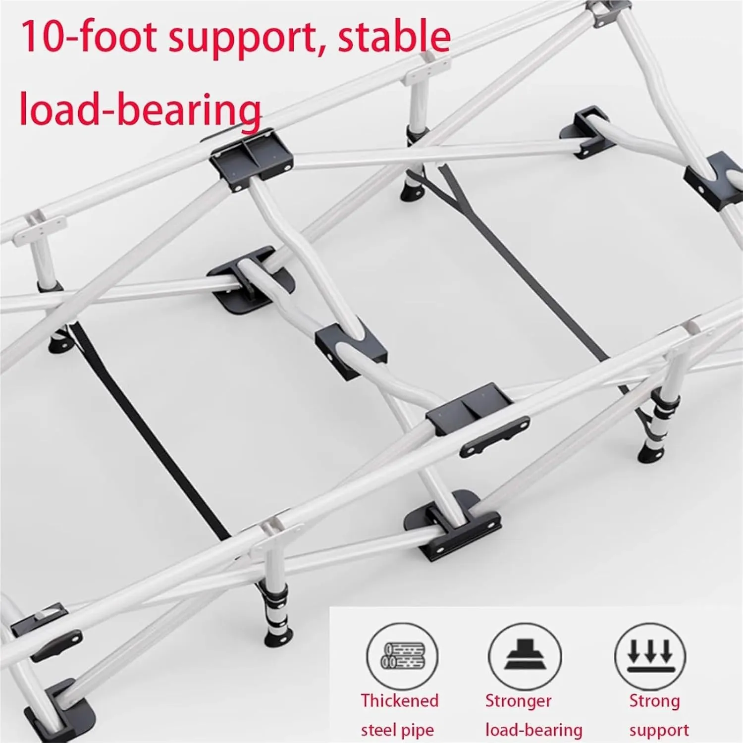 Folding Camping Cot,Camping Cot for Adults, with Metal Steel Frame 100KG Capacity Heavy Duty Sturdy Single Sleeping Cot for Travel Beach Hiking Office
