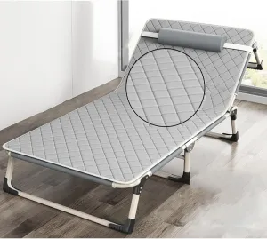 Folding Camping Cots for Adults, 4 Positions Adjustable Reclining Folding Camping Cot, Travel Bed with Removable Pillow for Guest Sleeping Home Office Vacation Hospital,Em