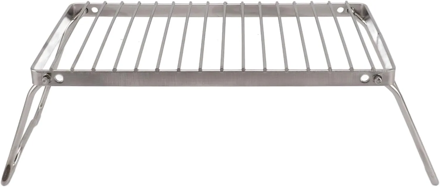 Folding Camping Grate Stainless Steel Adjustable Height Thicker Camp Fire Cooking Racks Draining Backpacking Grill for Outdoor