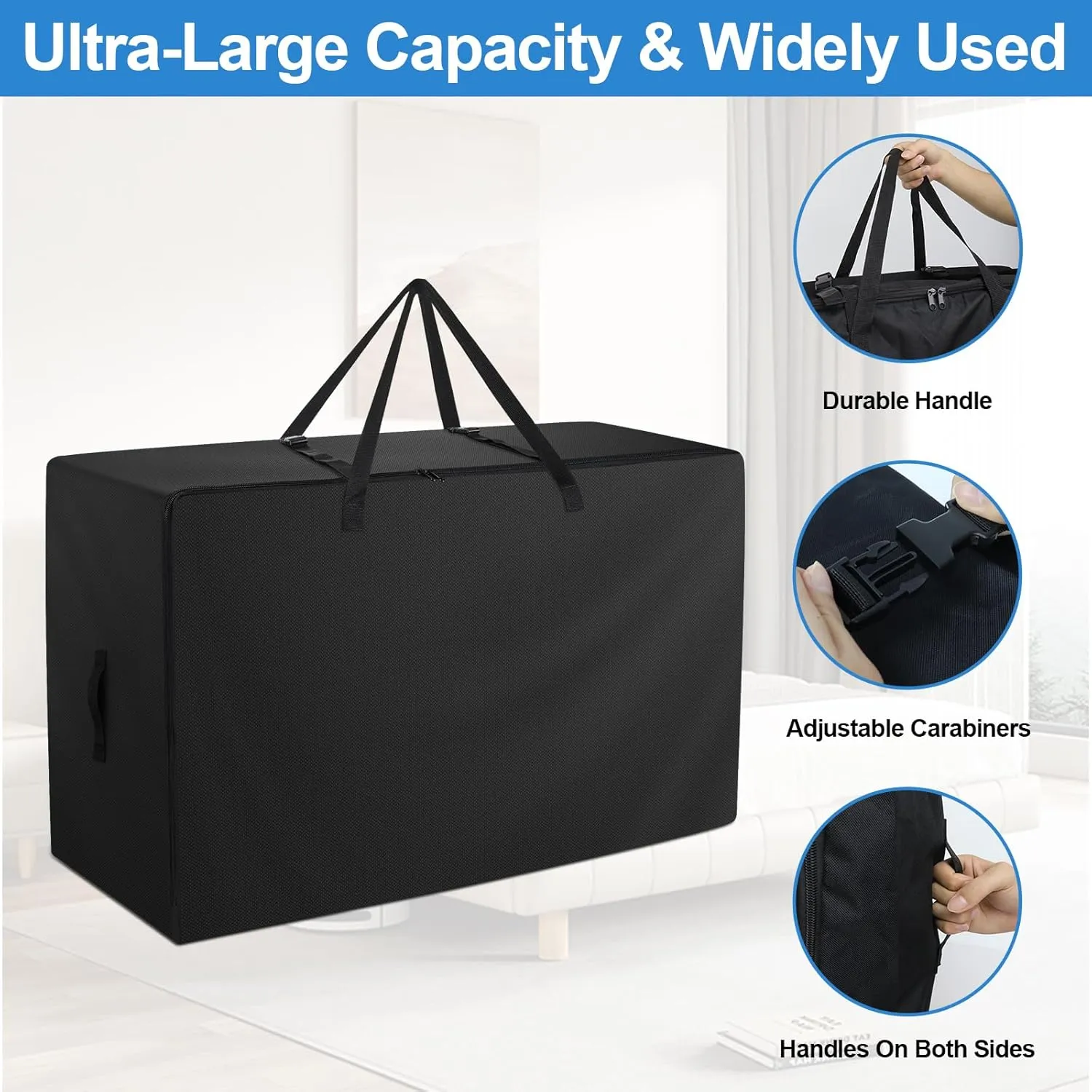 Folding Mattress Bag - 600D Oxford Cloth Heavy Duty Carry Case for Tri-Fold Guest Bed Mattress (Fits 4" Narrow Twin & Cot Mattress, Black)