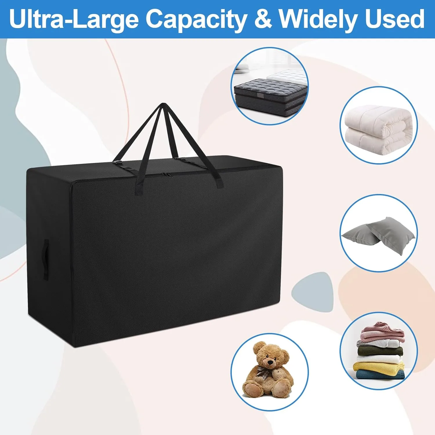 Folding Mattress Bag - 600D Oxford Cloth Heavy Duty Carry Case for Tri-Fold Guest Bed Mattress (Fits 4" Narrow Twin & Cot Mattress, Black)