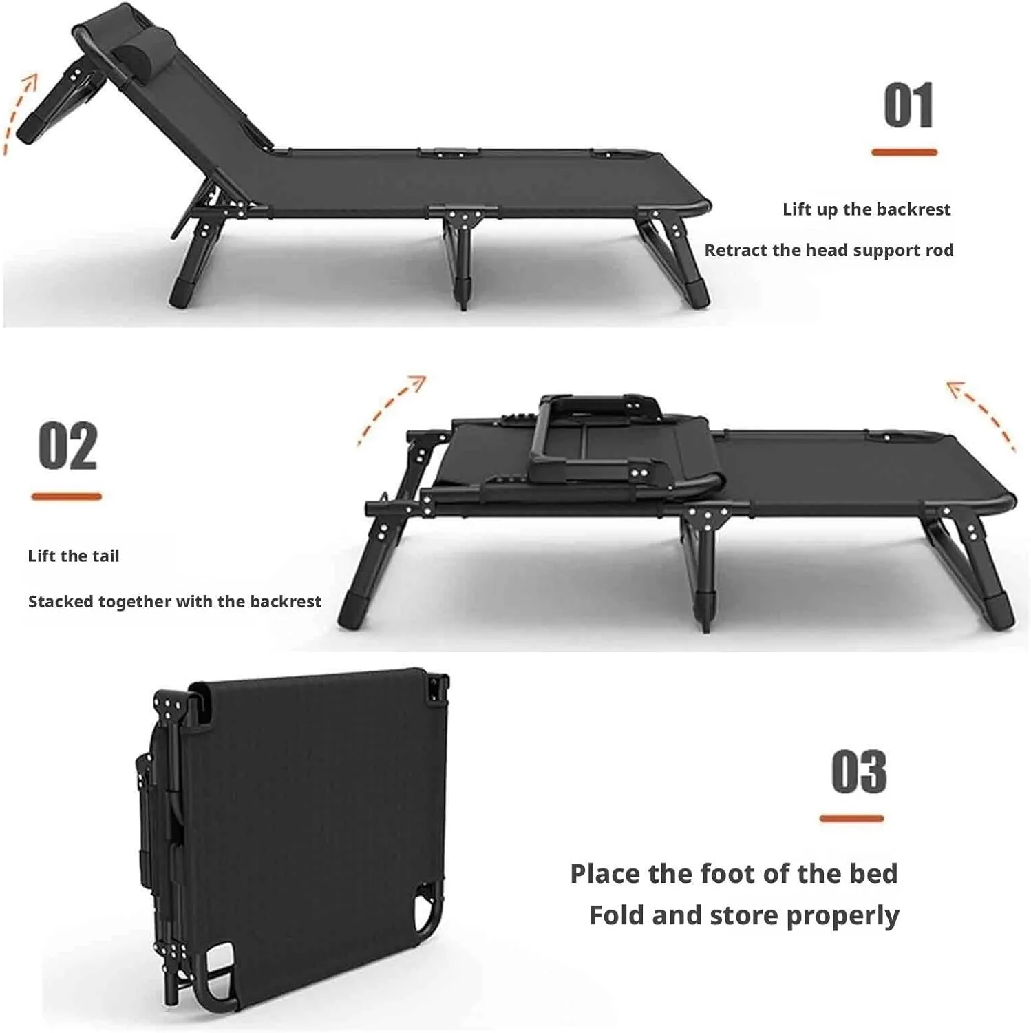 Folding Twin Bed, Folded Bed Queen, Sleeping Cots for Adults, Ergonomic Design, 4-Level Backrest Adjustment, Washable Design, no Installation Required(Style3-62x180)
