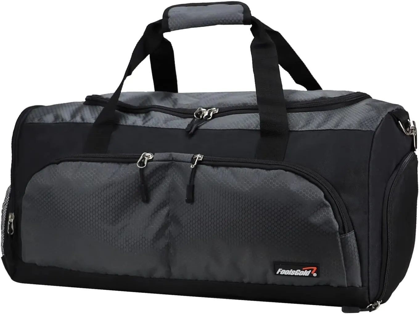 foolsGold Large Sports Holdall Duffel Bag in Black/Grey
