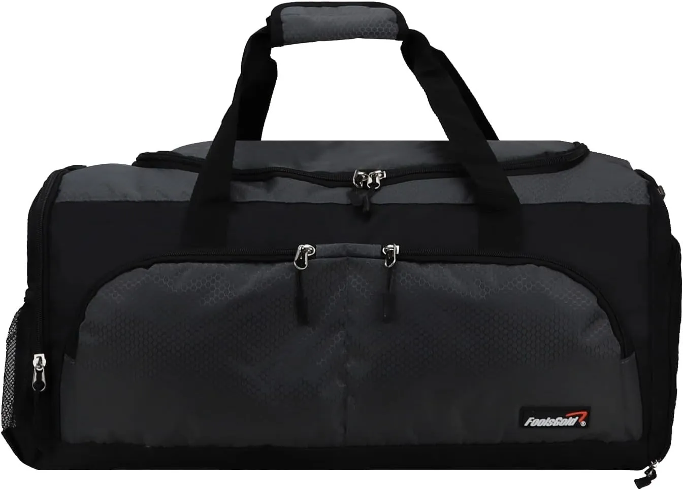 foolsGold Large Sports Holdall Duffel Bag in Black/Grey