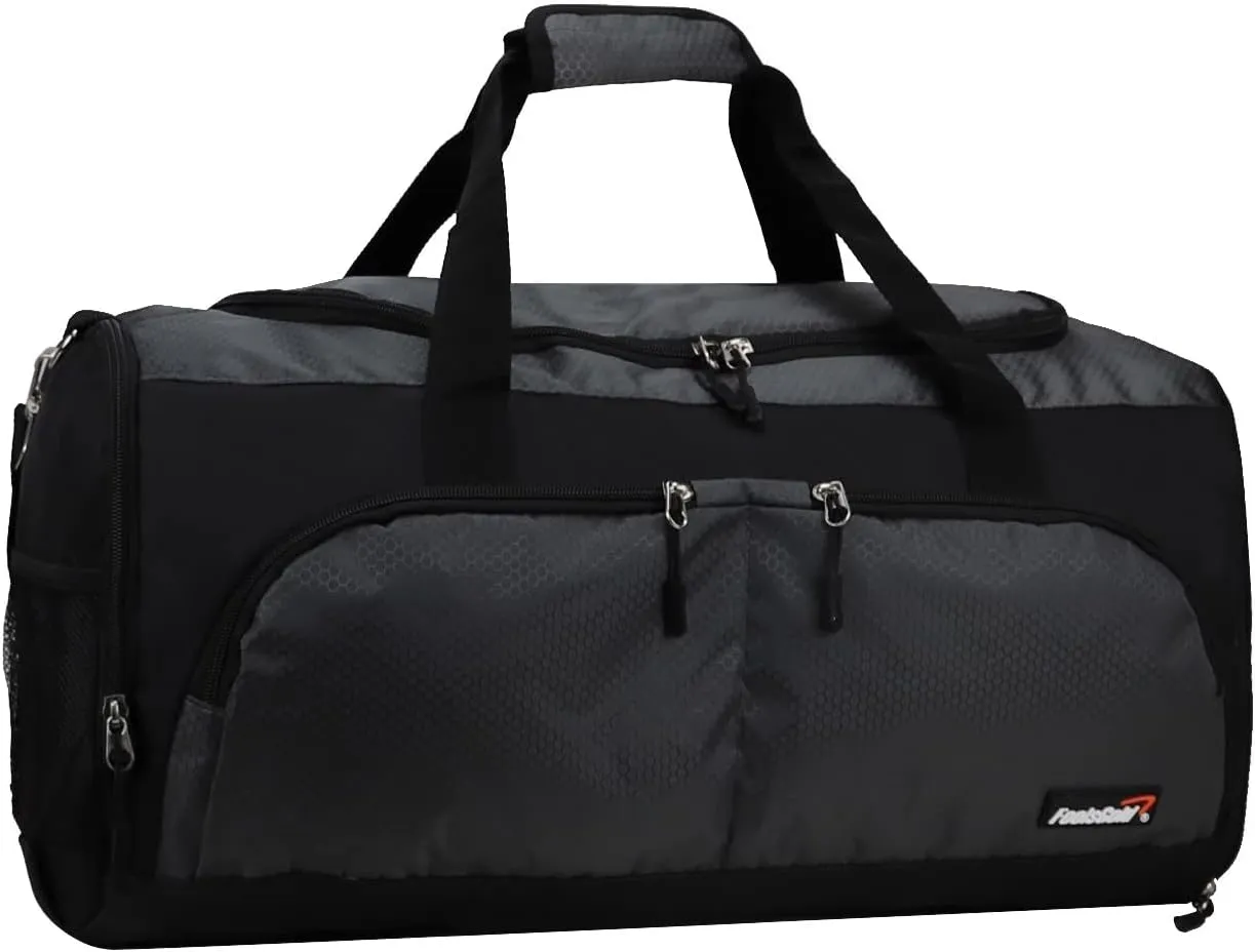 foolsGold Large Sports Holdall Duffel Bag in Black/Grey