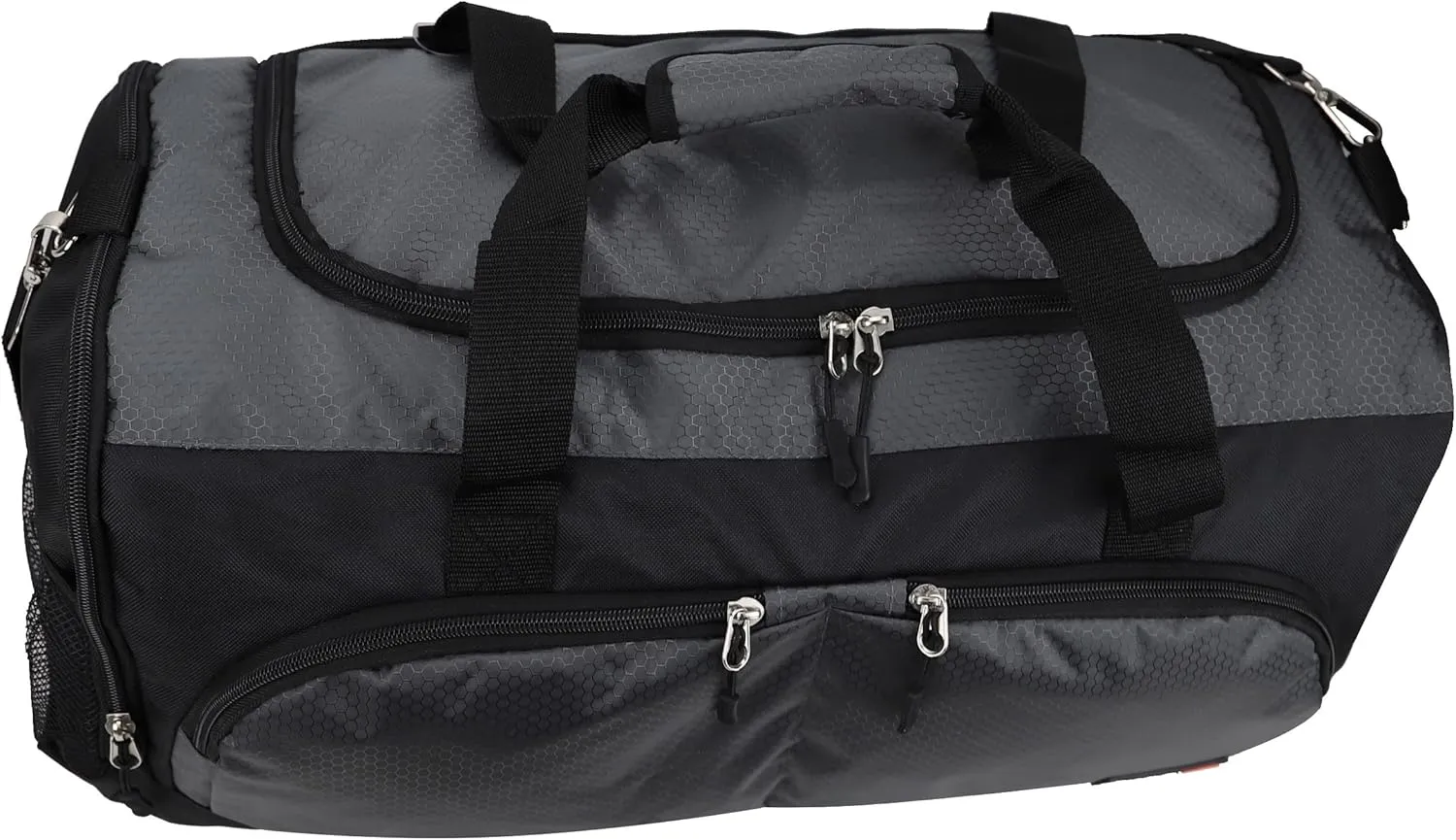 foolsGold Large Sports Holdall Duffel Bag in Black/Grey
