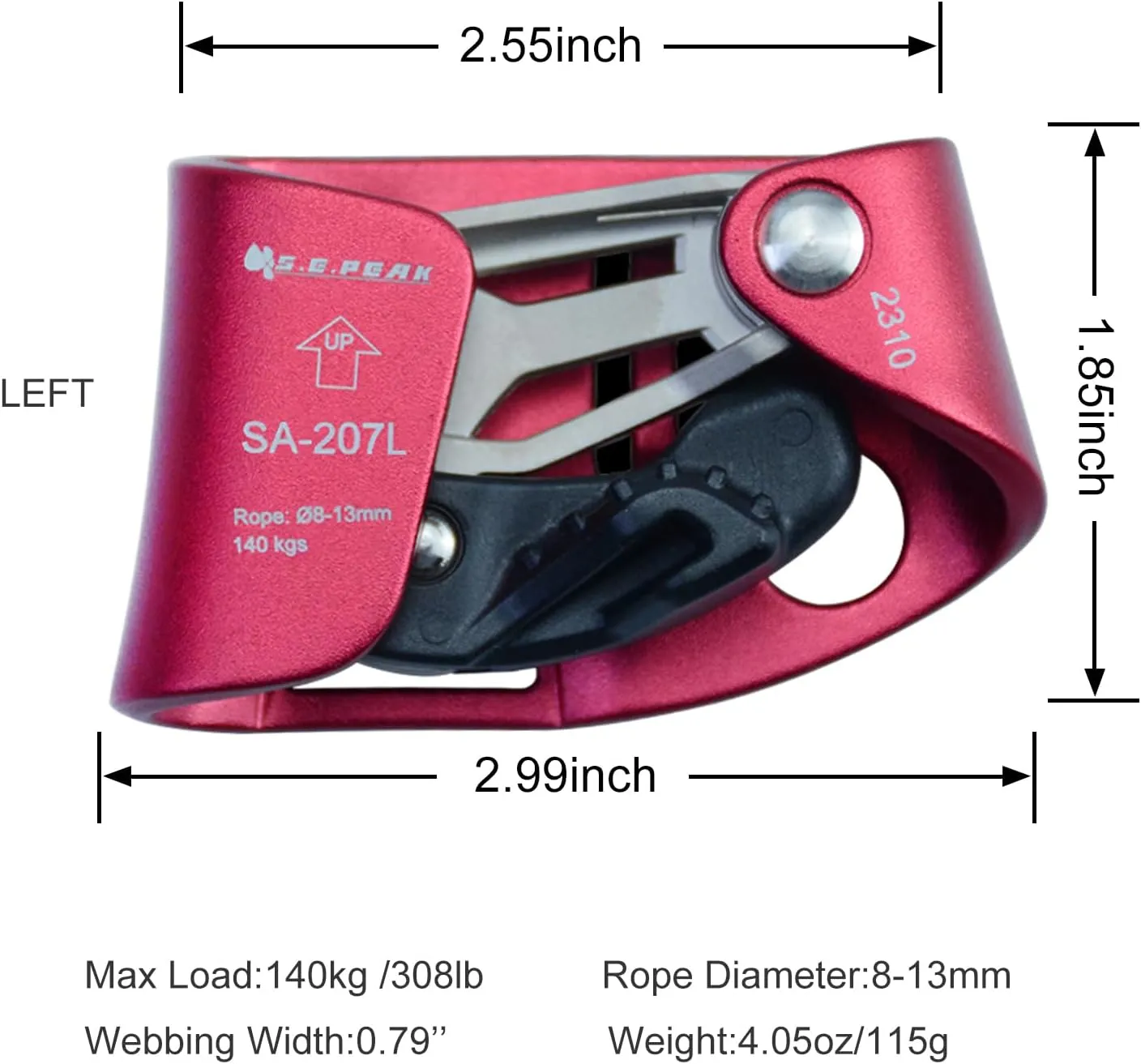 Foot Ascender Upgraded Foot Riser 140kgs Strong Rappelling Gear Equipment for Rock Climbing Tree Arborist, Climbing Rescue Caving, Mountaineering, 8~13MM Rope, Right/Left Foot, 4kN