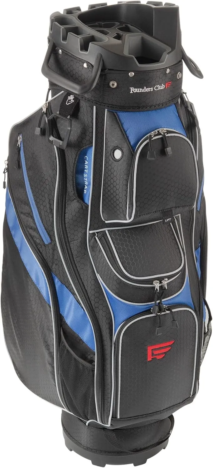Founders Club 4th Generation Club Lock Organizer Golf Cart Bag for Men with 14 Way Anti Rattle Divider Top- Free Snap On Rain Hood-Full Length Dividers