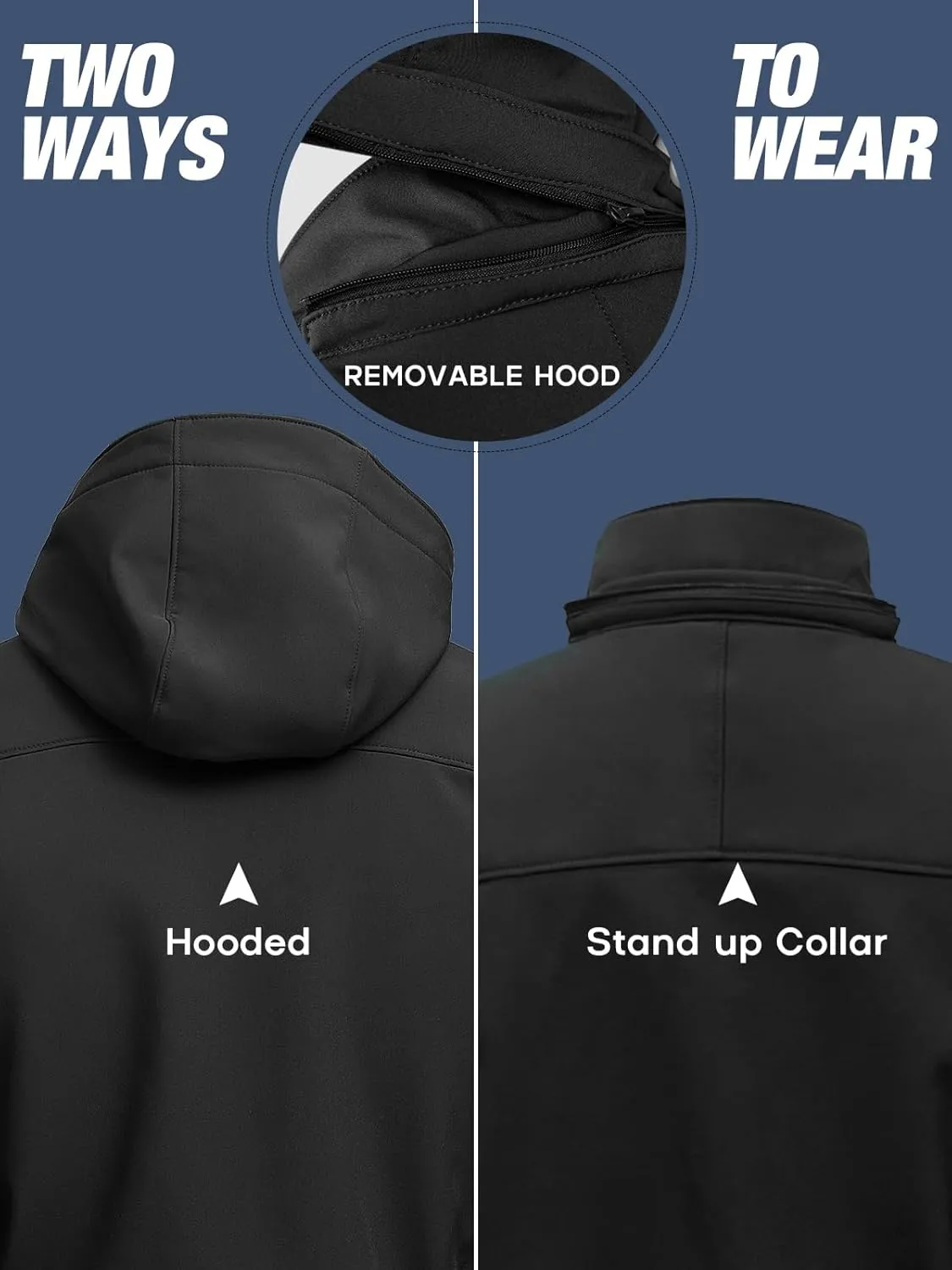 FREE SOLDIER Men's Softshell Hiking Jacket Waterproof Hooded Tactical Hunting Jacket