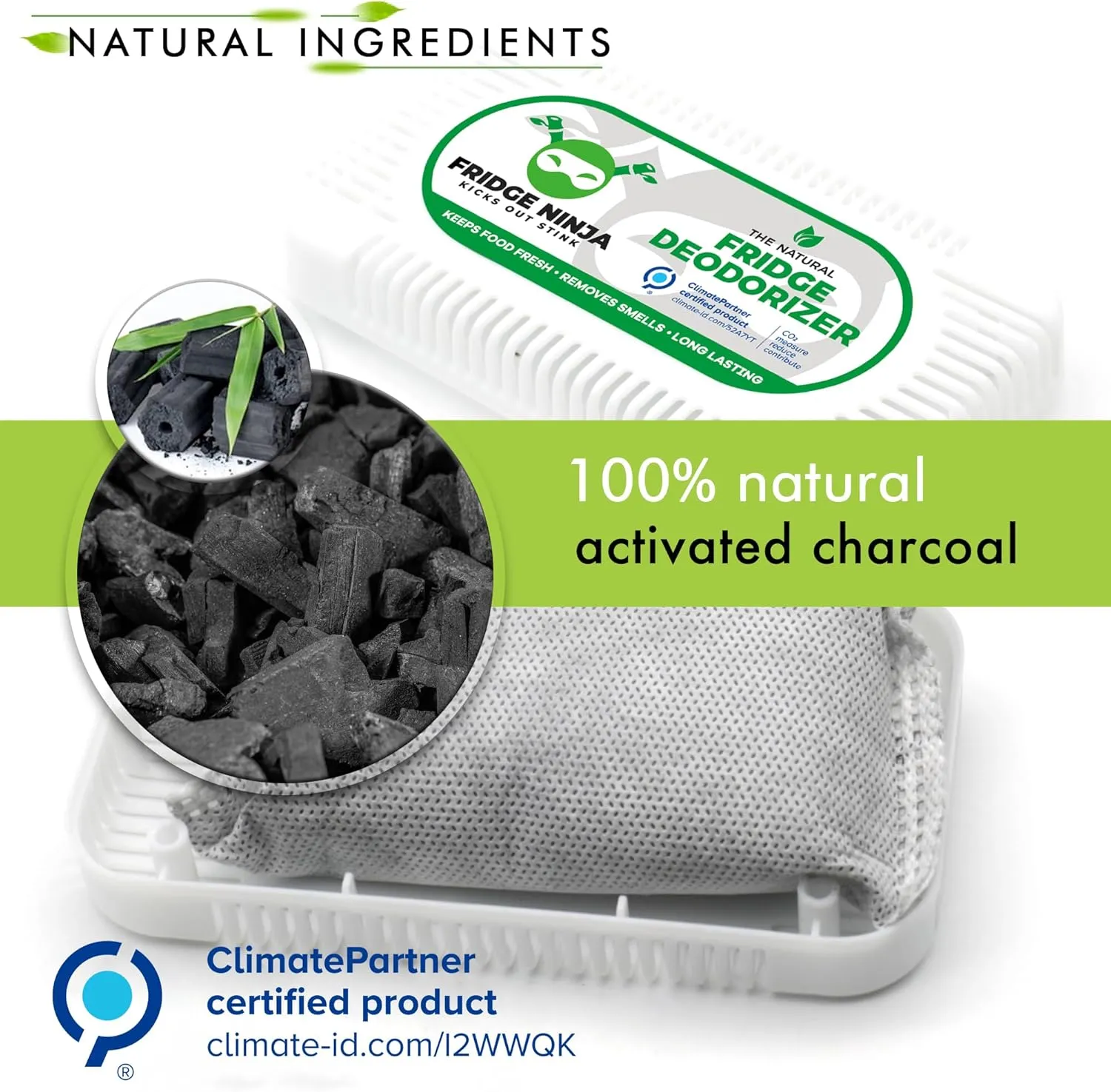Fridge Ninja Fridge Deodorizer (4 Pack) - More Effective Than Baking Soda - Natural and Unscented Activated Charcoal Refrigerator Deodorizer and Odor Eliminator for Freezers, Coolers, and Lunch Boxes