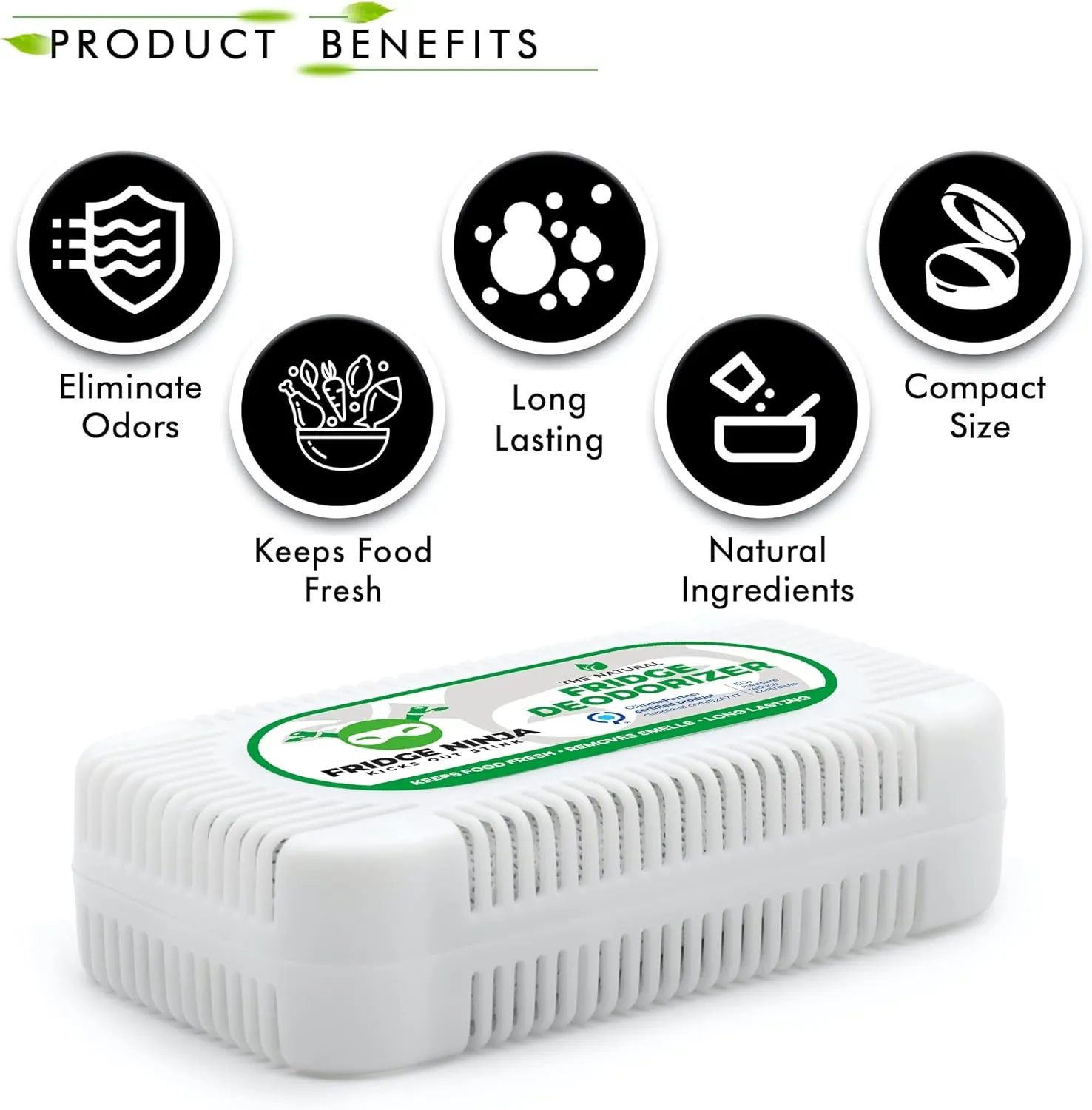 Fridge Ninja Fridge Deodorizer (4 Pack) - More Effective Than Baking Soda - Natural and Unscented Activated Charcoal Refrigerator Deodorizer and Odor Eliminator for Freezers, Coolers, and Lunch Boxes