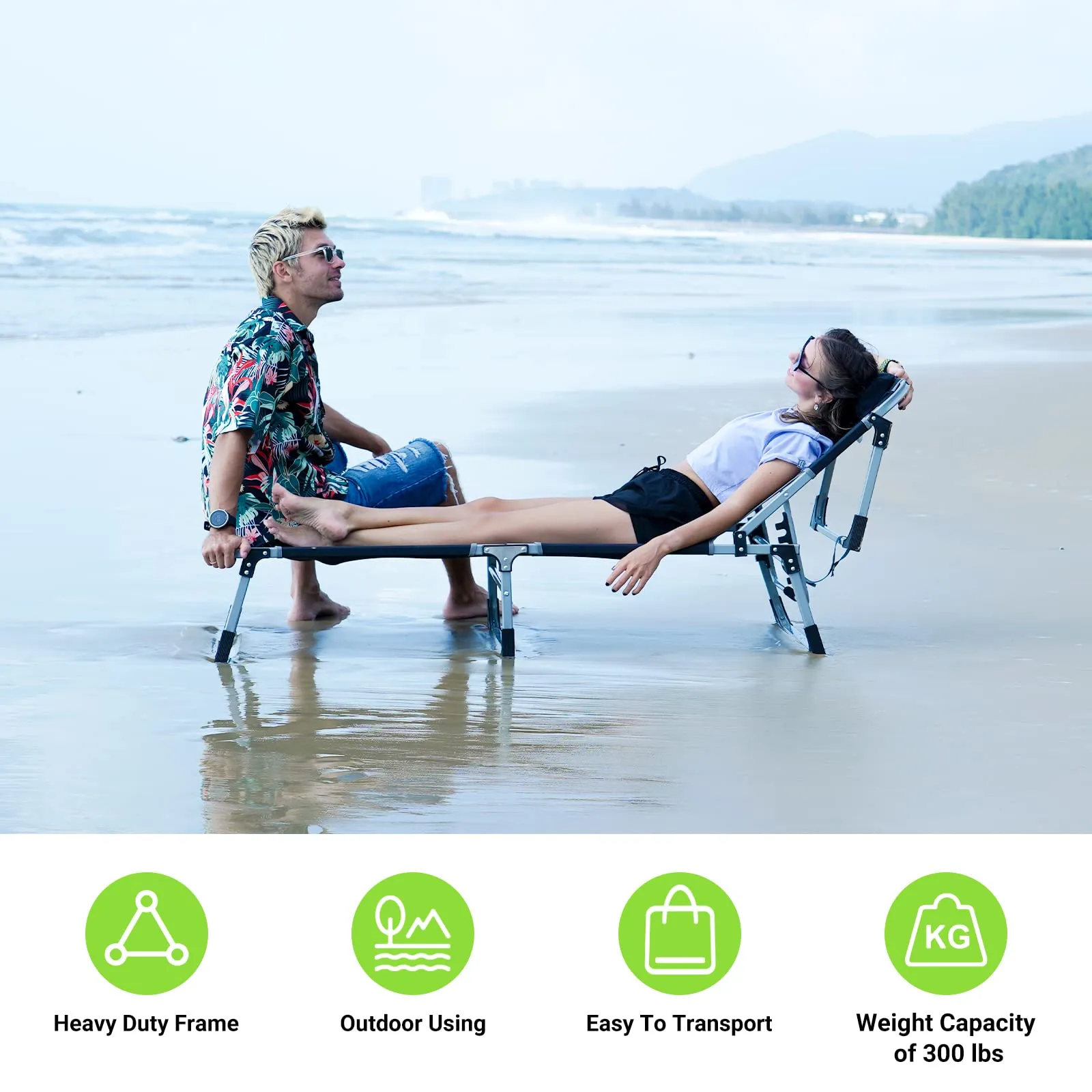 FUNDANGO Classic Folding Cot Set of 2 Camping Bed