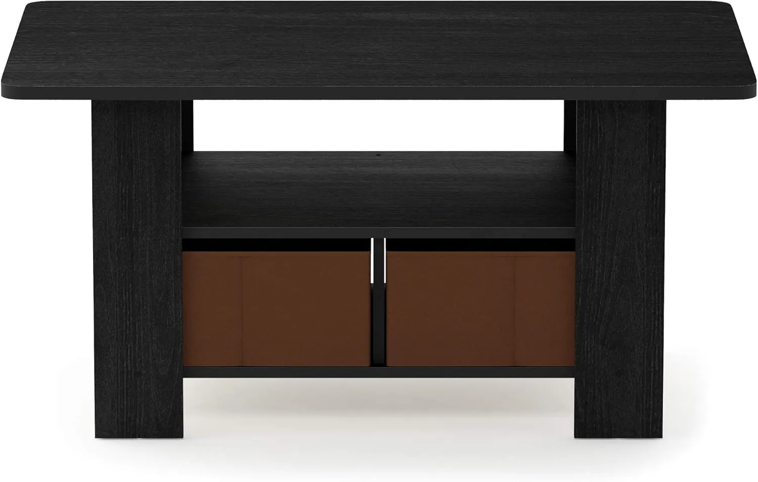 Furinno Andrey Coffee Table with Bin Drawer, Americano/Medium Brown, Small Non-Lift Top