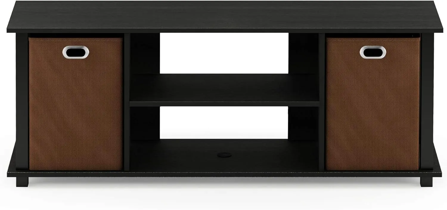 FURINNO Econ Entertainment Center, Americano/Black/Brown 42 Inch TV Size