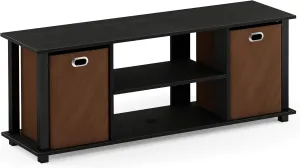 FURINNO Econ Entertainment Center, Americano/Black/Brown 42 Inch TV Size