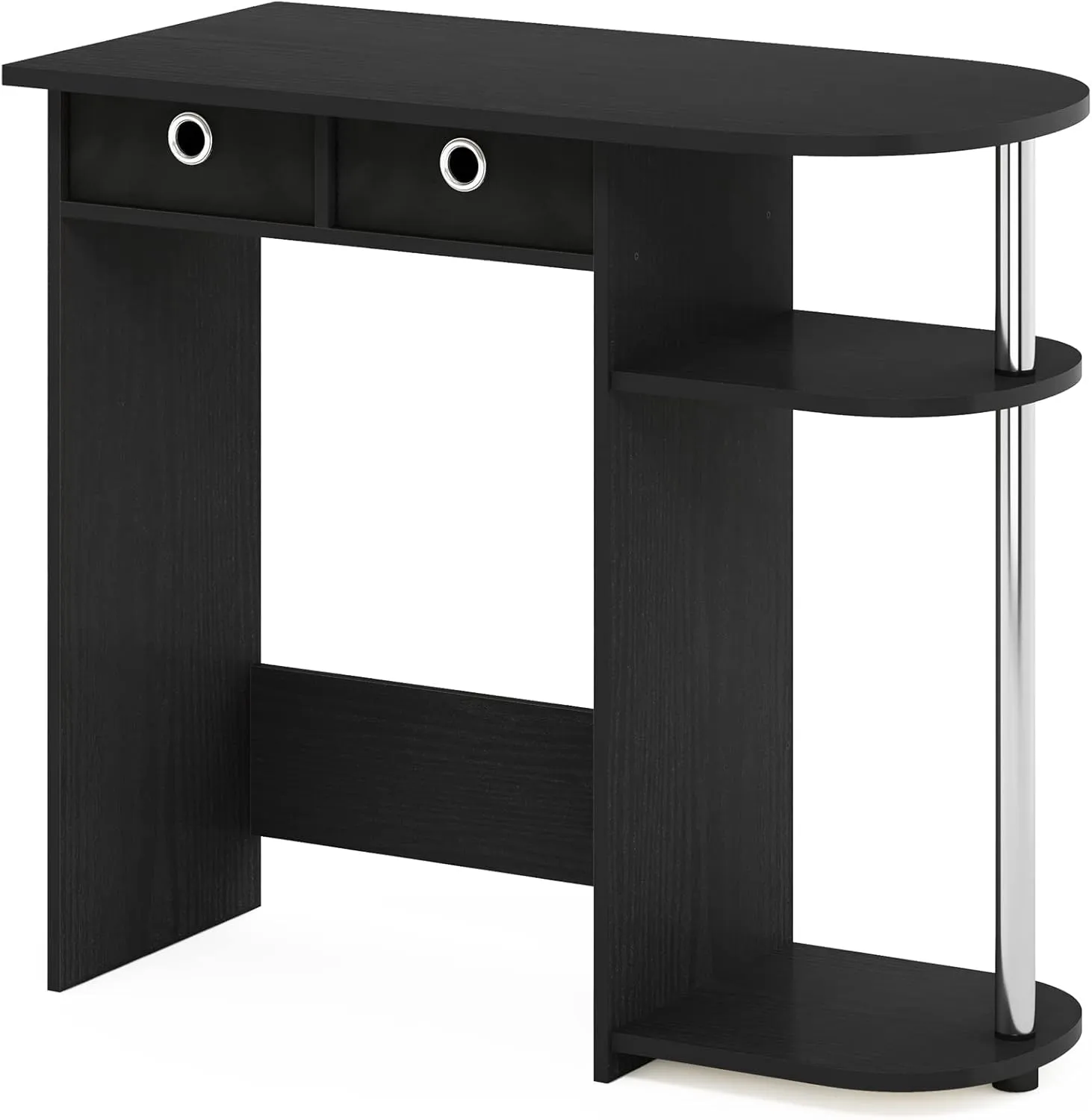 Furinno Go Green Home Laptop Notebook Computer Desk/Table with 2 Drawer Bins, Americano/Chrome