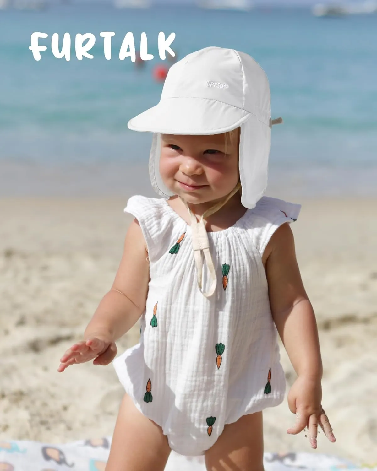 FURTALK Baby Sun Hat with Neck Flap UPF 50  Adjustable Baby Boys Girls Summer Beach Hat for Traveling Swim Hat