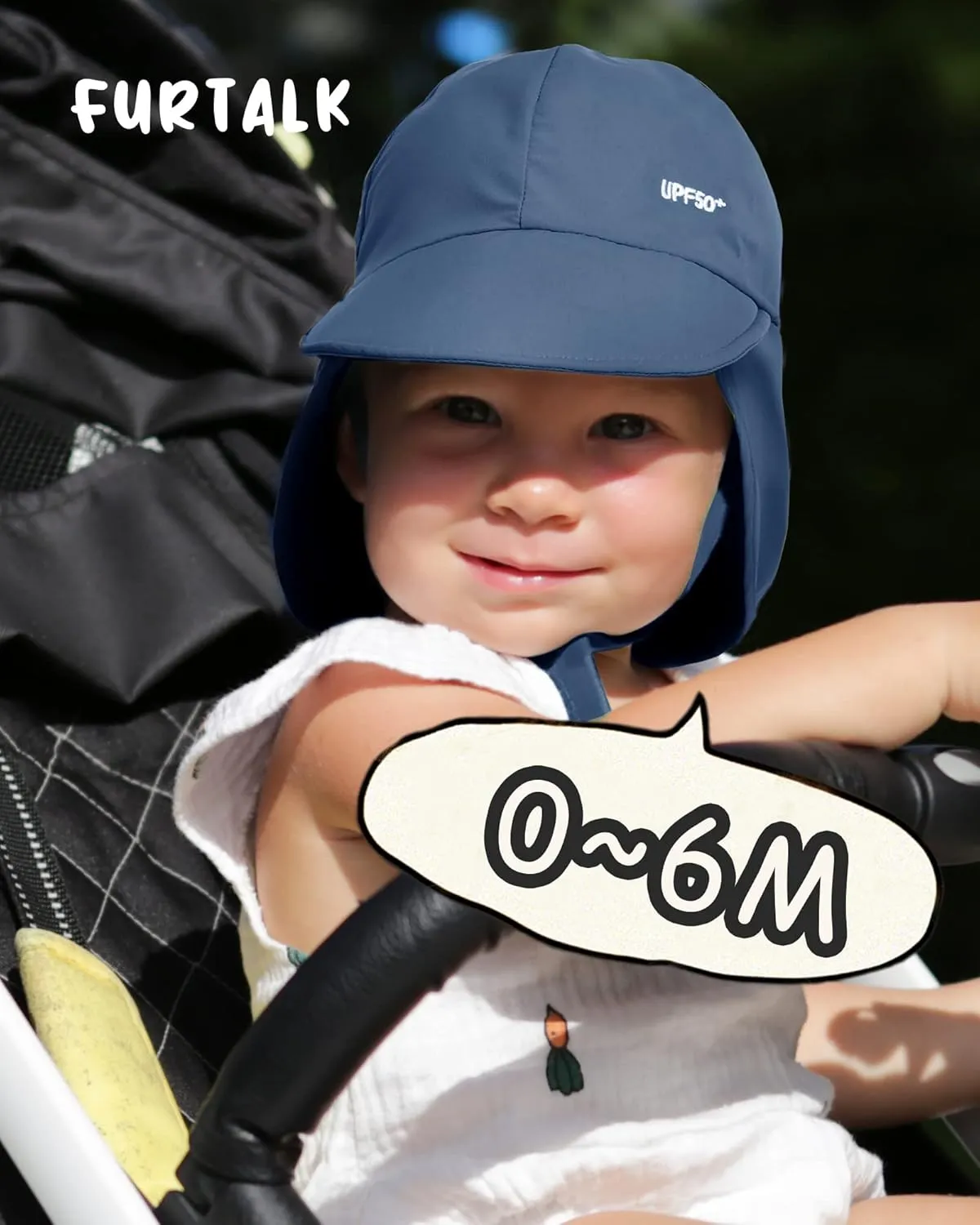 FURTALK Baby Sun Hat with Neck Flap UPF 50  Adjustable Baby Boys Girls Summer Beach Hat for Traveling Swim Hat