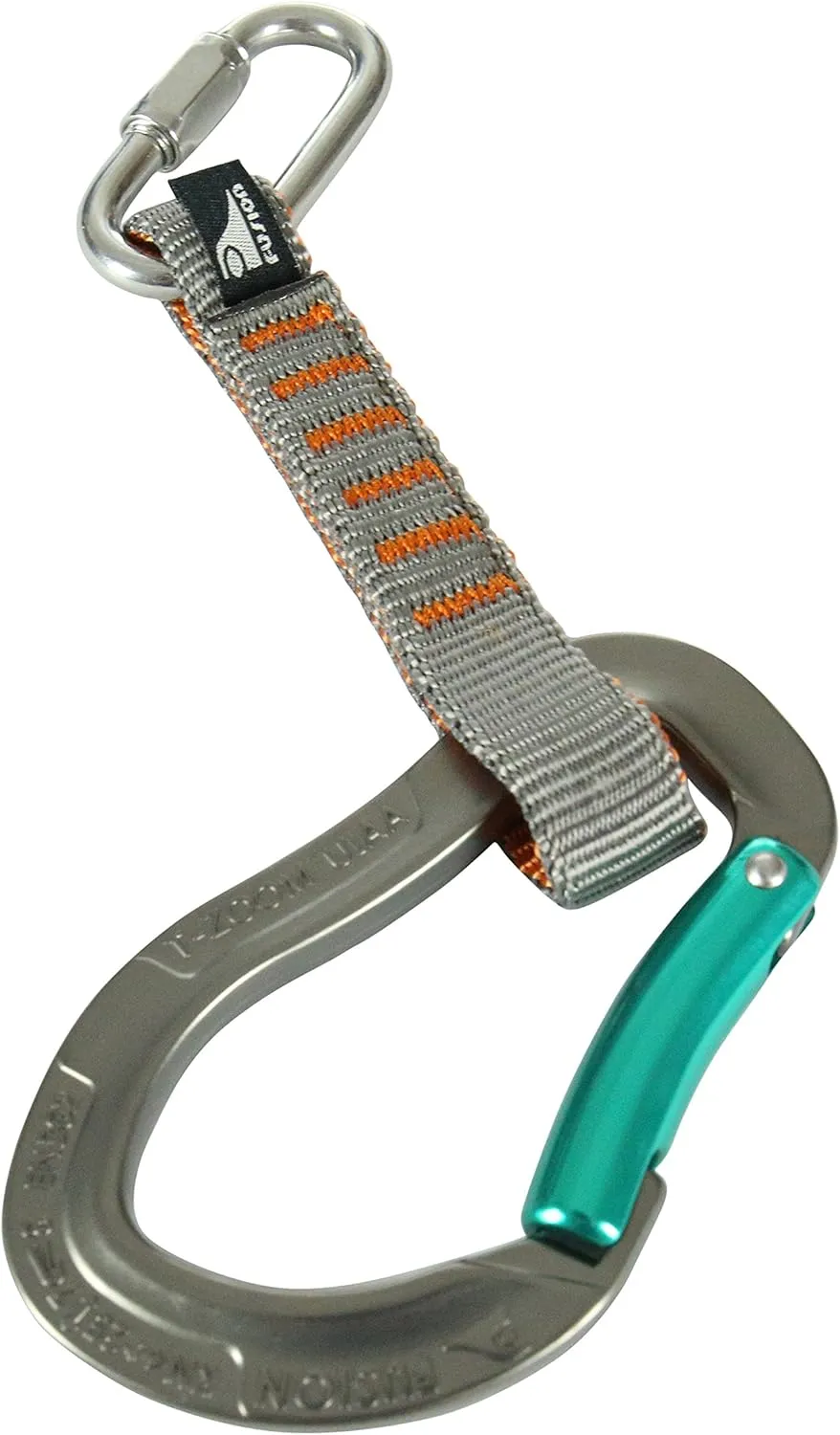 Fusion Climb 11cm Quickdraw with 1/4" Steel Quick Link/Techno Zoom Bent Gate Carabineer, Silver/Green