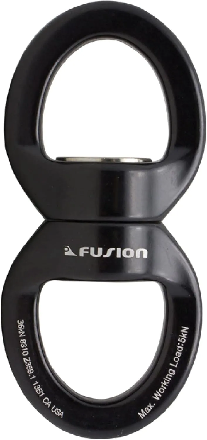 Fusion Climb Delta Swivel - Safest Rotational Device Hanger for Web Tree Swing, Therapy Swing, Aerial Dance, Rock Climbing, Hanging Hammocks (FP-8300-BLKBLK)