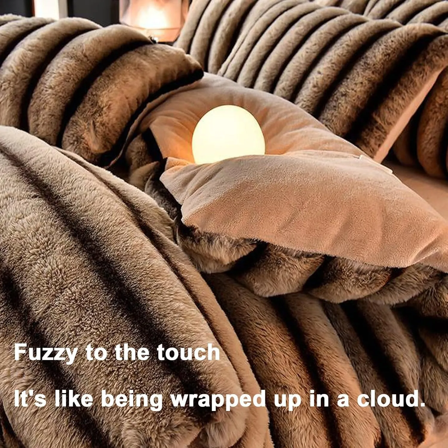 Fuzzy Faux Fur Throw Blanket Twin Size Cat-Like Feel Plush Faux Fur Throw Blanket Long Pile