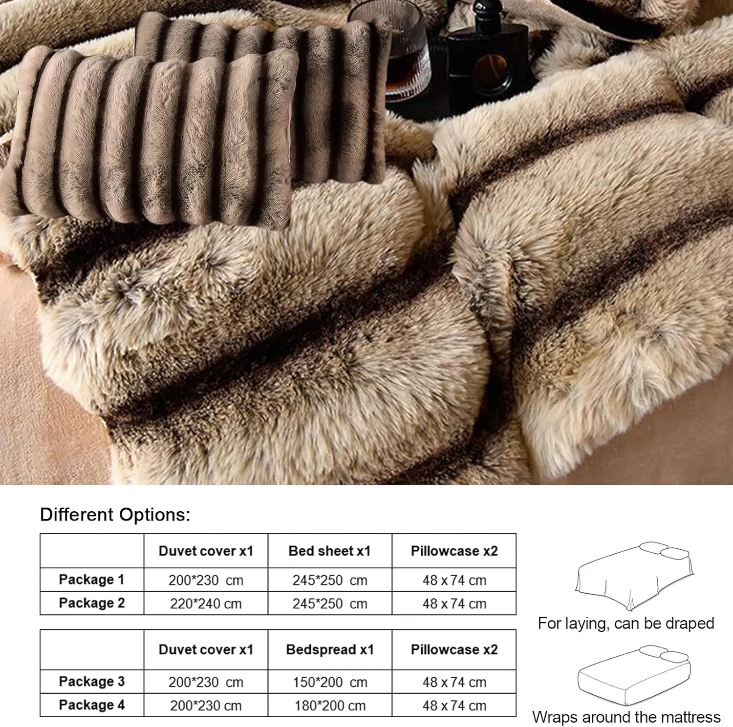 Fuzzy Faux Fur Throw Blanket Twin Size Cat-Like Feel Plush Faux Fur Throw Blanket Long Pile