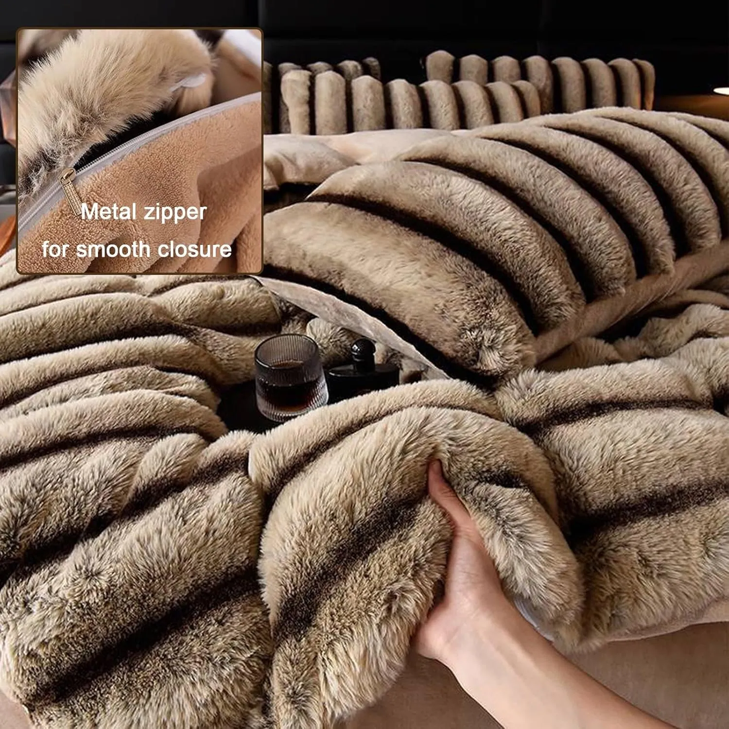 Fuzzy Faux Fur Throw Blanket Twin Size Cat-Like Feel Plush Faux Fur Throw Blanket Long Pile