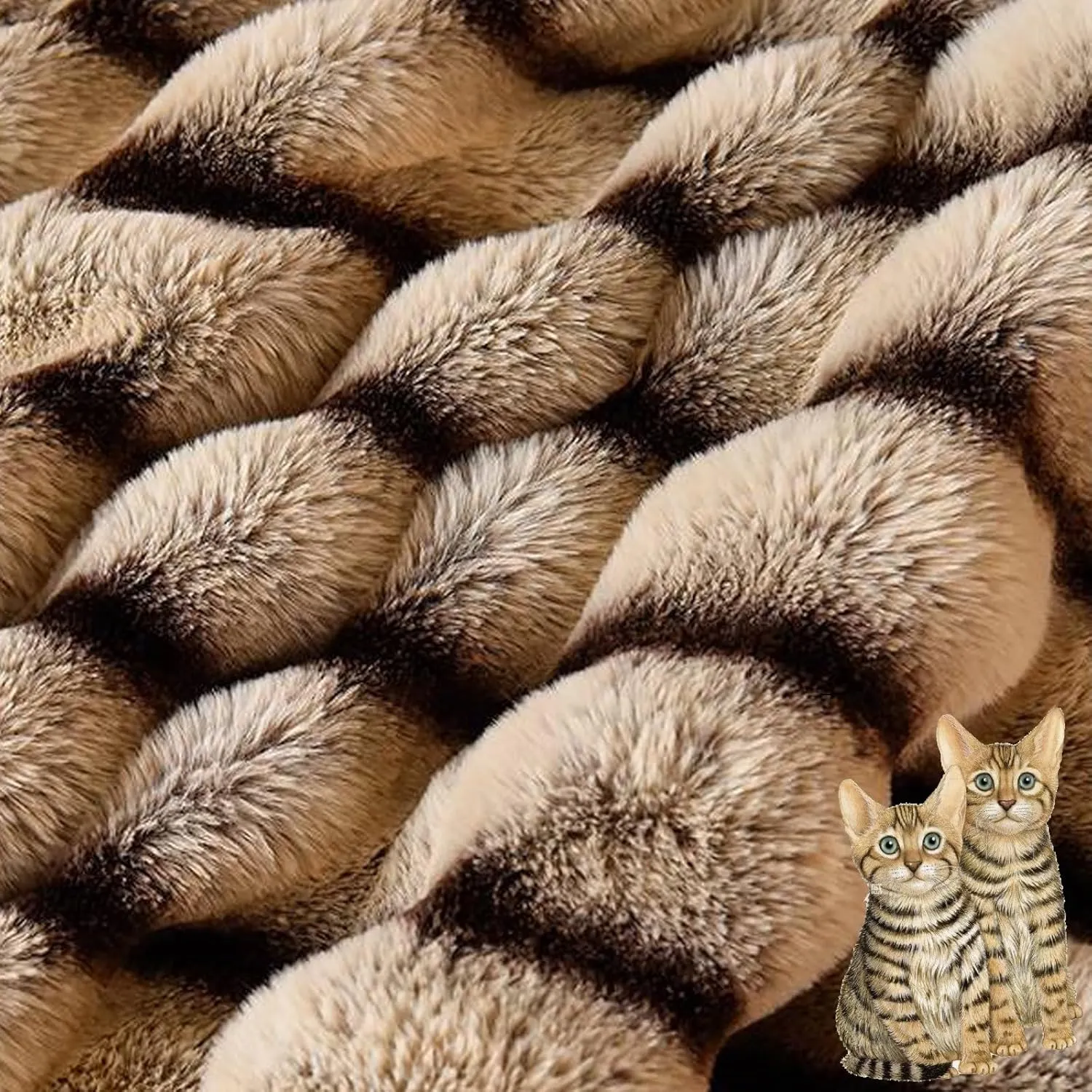 Fuzzy Faux Fur Throw Blanket Twin Size Cat-Like Feel Plush Faux Fur Throw Blanket Long Pile