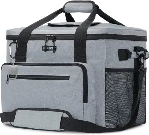 GARDRIT Large Cooler Bag - 60 Cans Collapsible Insulated Lunch Box, Leak-Proof Cooler Bag Suitable for Camping, Picnic& Beach (40L/Grey)