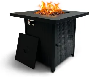 GasOne Propane Fire Pit Outdoor Heater – 28-inch Large Tabletop Fire Pit for Outdoor Use – 52,750 BTU Gas Fire Pit with Lava Rocks and Fire Pit Cover Lid – Warmth and Ambiance