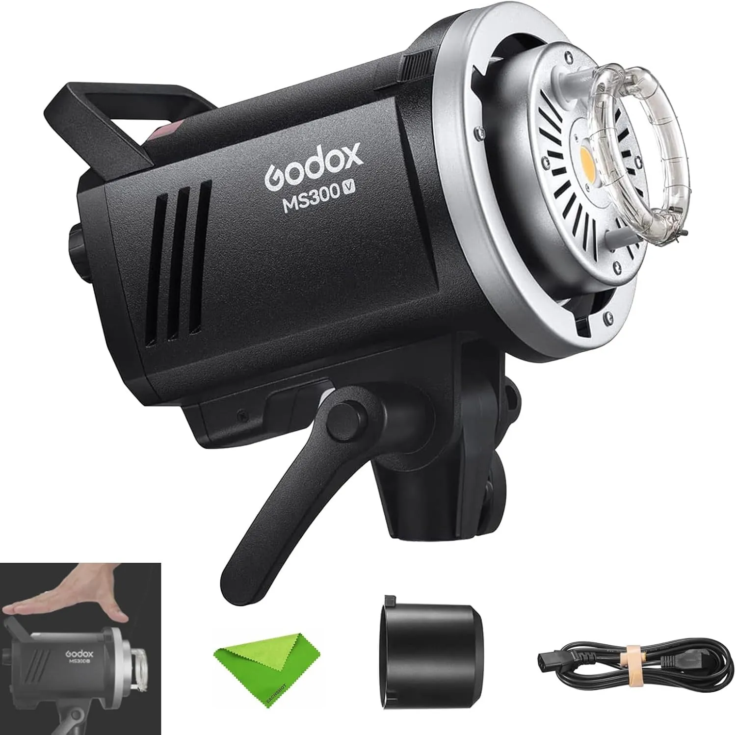 Godox MS300V 300W Studio Flash 5800±200K 0.1~1.8S Recycle Time with LED Modeling Lamp LED Light Strobe Flash Monolight for Studio, Portrait, Commerce Photography, etc (MS300 Upgraded Version)