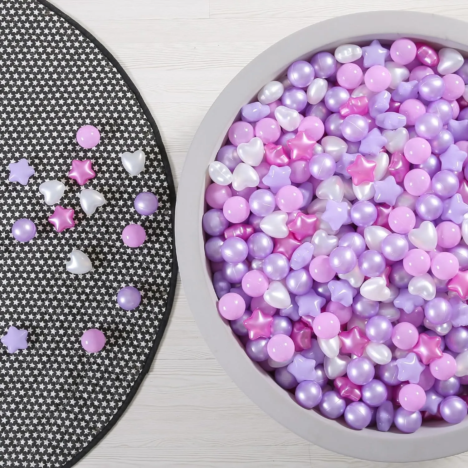 GOGOSO Ball Pit Balls,Plastics Balls for Ball Pit, Stars Hearts Shape for PastelBall for Toddlers Kids