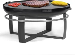Good Directions Fire Pit Ignition 24" Handcrafted Cooking Fire Pit with Cooking Grill Plate Attachment for Backyard Bonfire Campfire for Outside, Medium Outdoor Firepit, Raw Steel